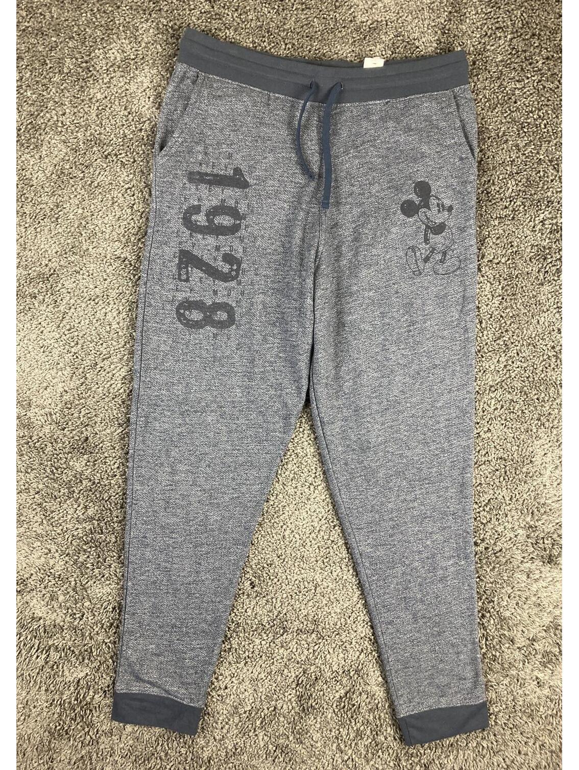 Disney Parks Jogger Sweatpants Mickey Mouse Graphic Unisex Blue Gray Sz 2xl Nwt